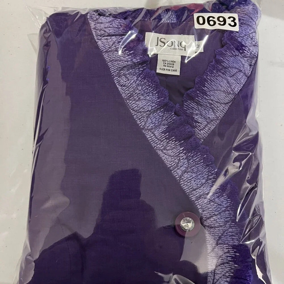 JSong Womens 12 Purple Linen Jacket/Top Skirt Set Angel Wings Design Fairy Goth - Picture 16 of 16